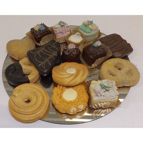 Fake Artificial Pastry Petite Fours Cookie Cake Chocolate Display Mirror Base - Picture 6 of 10